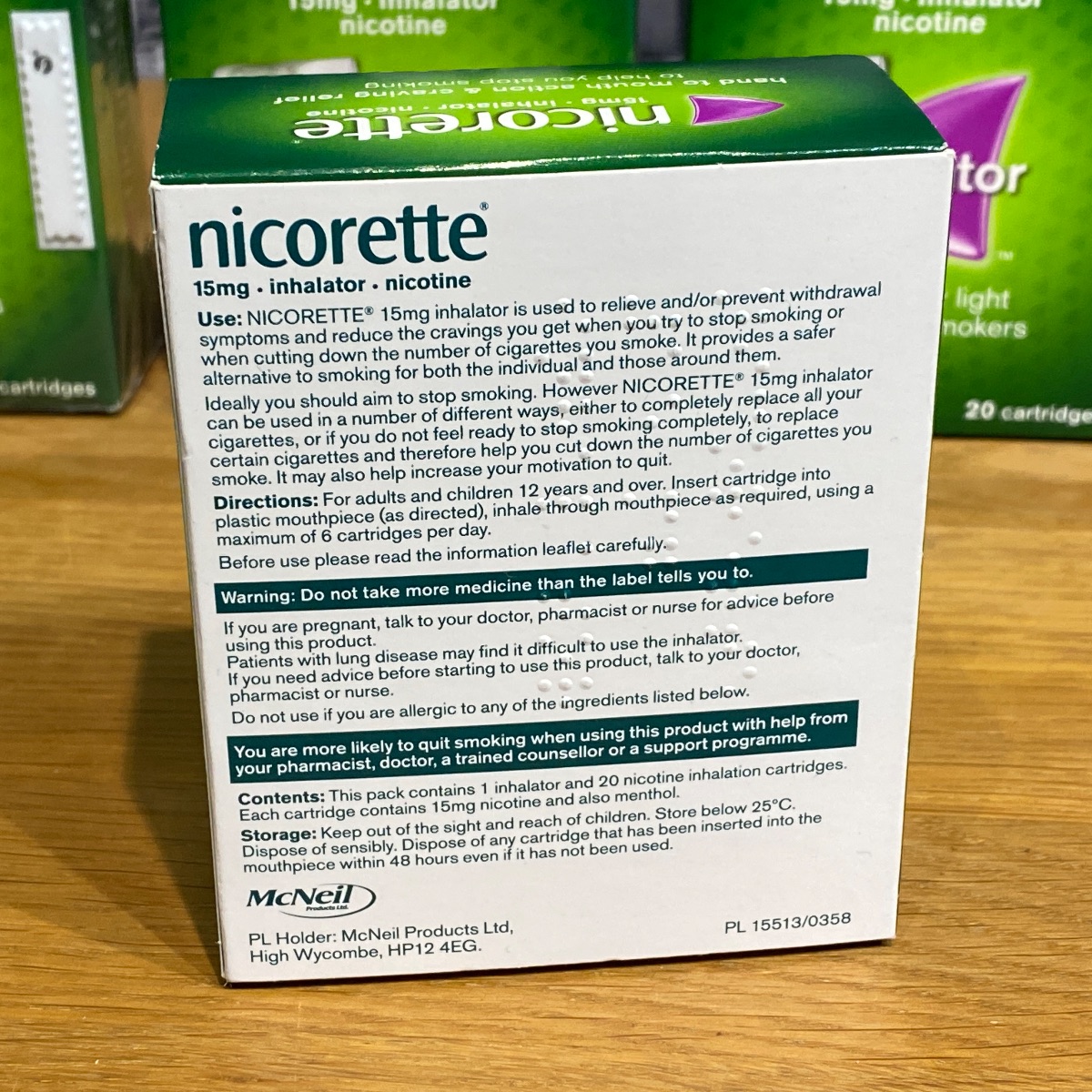 Nicorette Inhalator Nicotine 15mg Stop Smoking Aid x 20 Cartridges 824465 3574660635607 (Brand New)