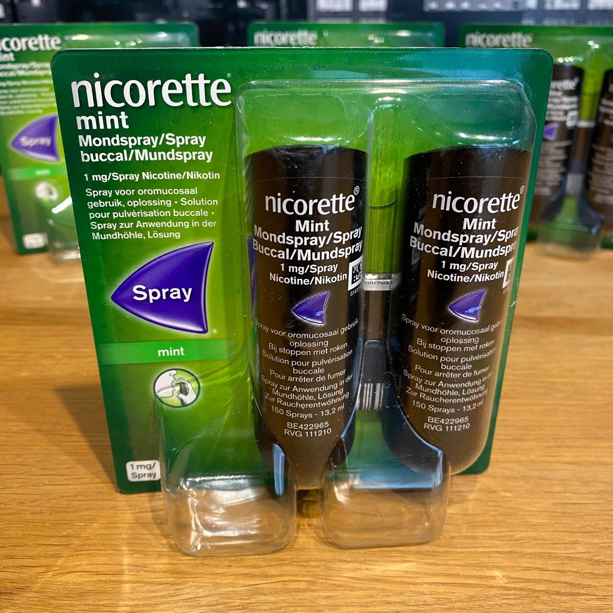 Nicorette Mint Mouth Spray Freshmint Nicotine Sprays 2 x 150gr Pack Sealed MOUTH SPRAY 3574661522074 (Brand New)