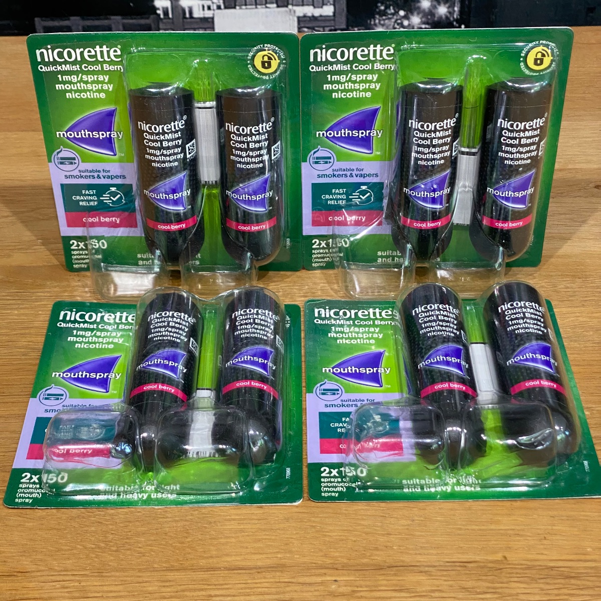 Nicorette Quickmist Cool Berry Duo Mouthspray Nicotine Sprays (8 x Bottles)