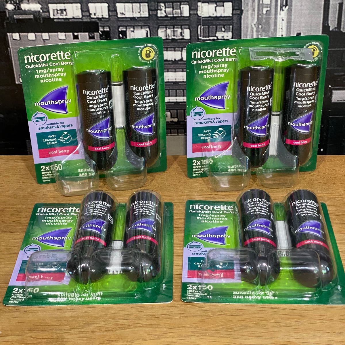 Nicorette Quickmist Cool Berry Duo Mouthspray Nicotine Sprays (8 x Bottles)