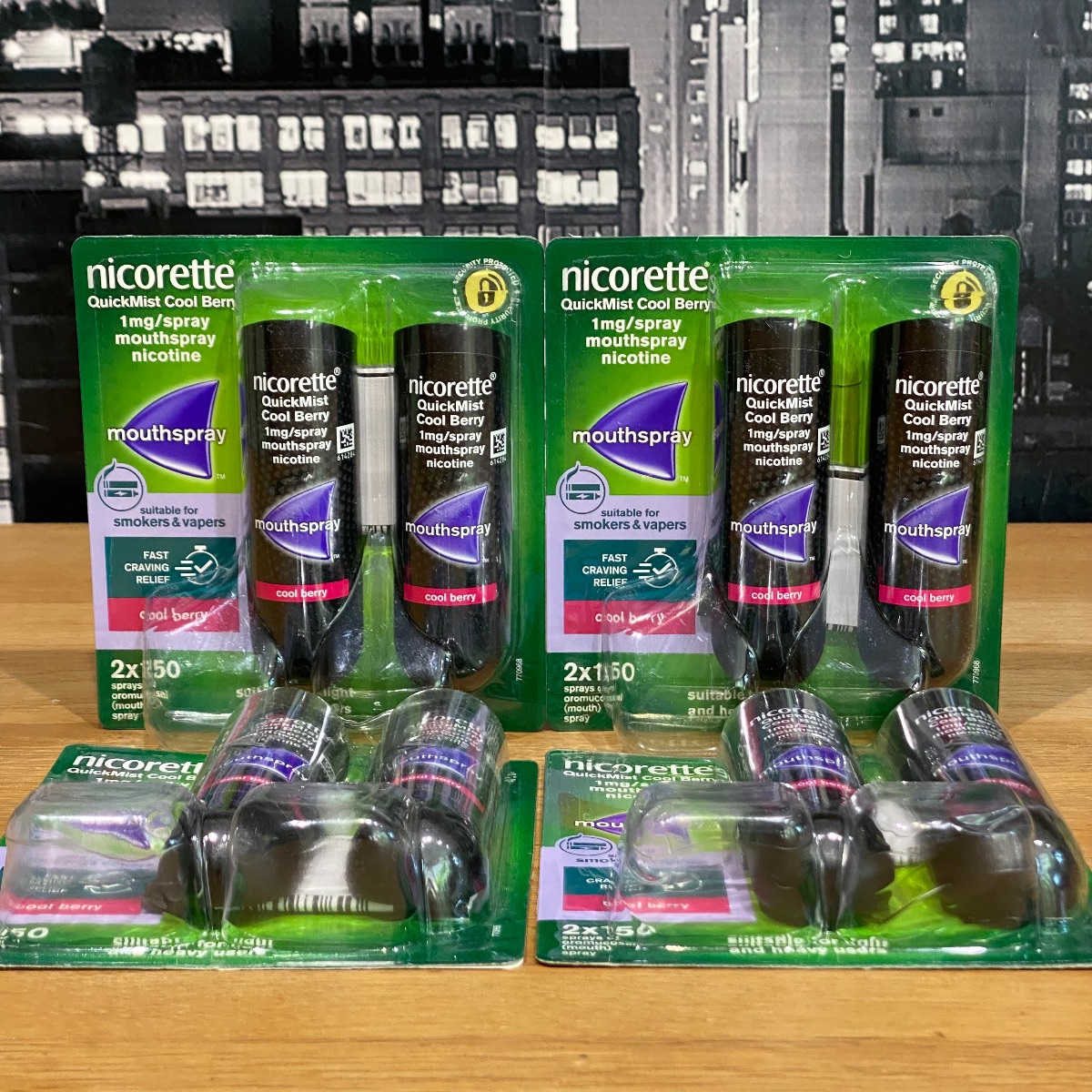 Nicorette Quickmist Cool Berry Duo Mouthspray Nicotine Sprays (8 x Bottles)