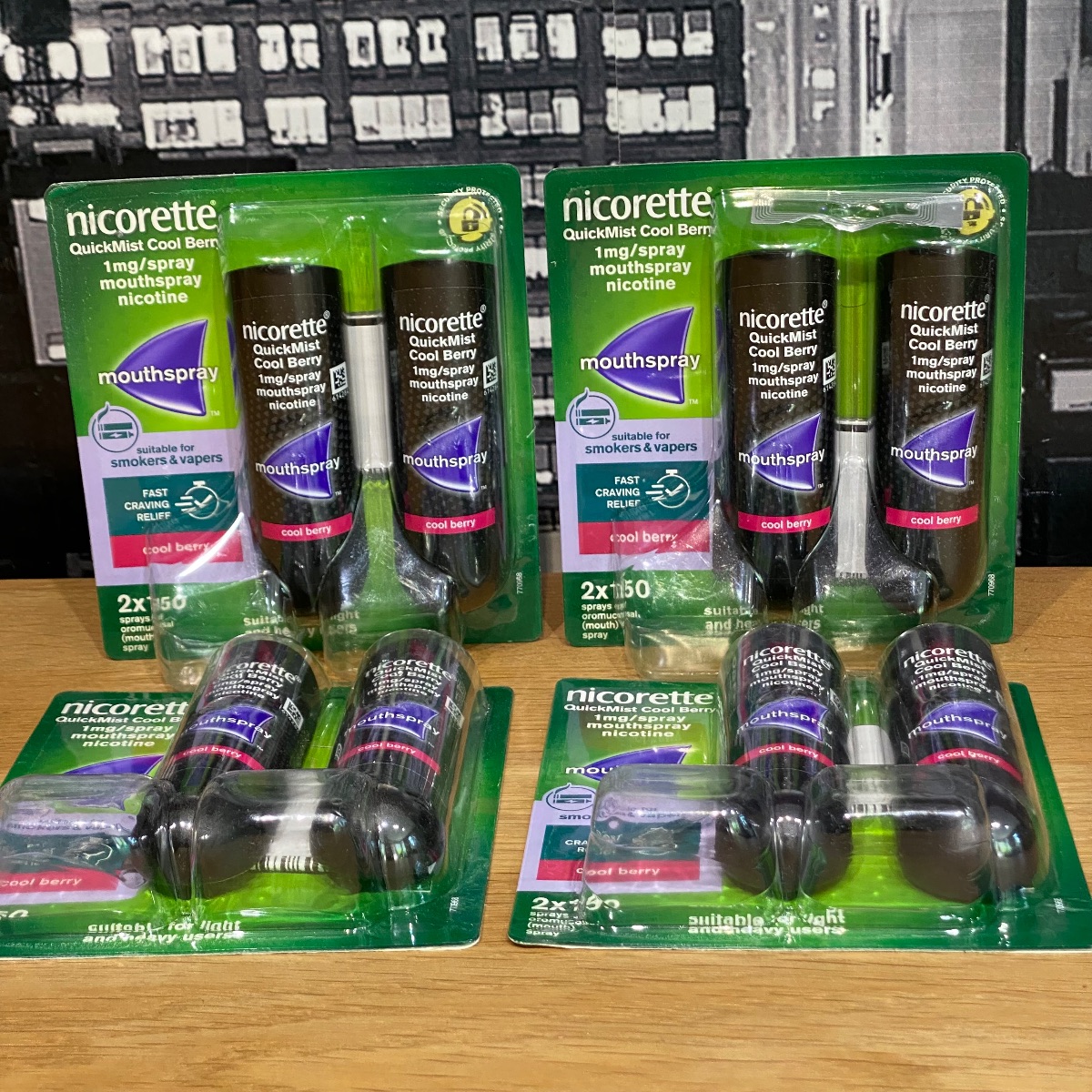 Nicorette Quickmist Cool Berry Duo Mouthspray Nicotine Sprays (8 x Bottles)