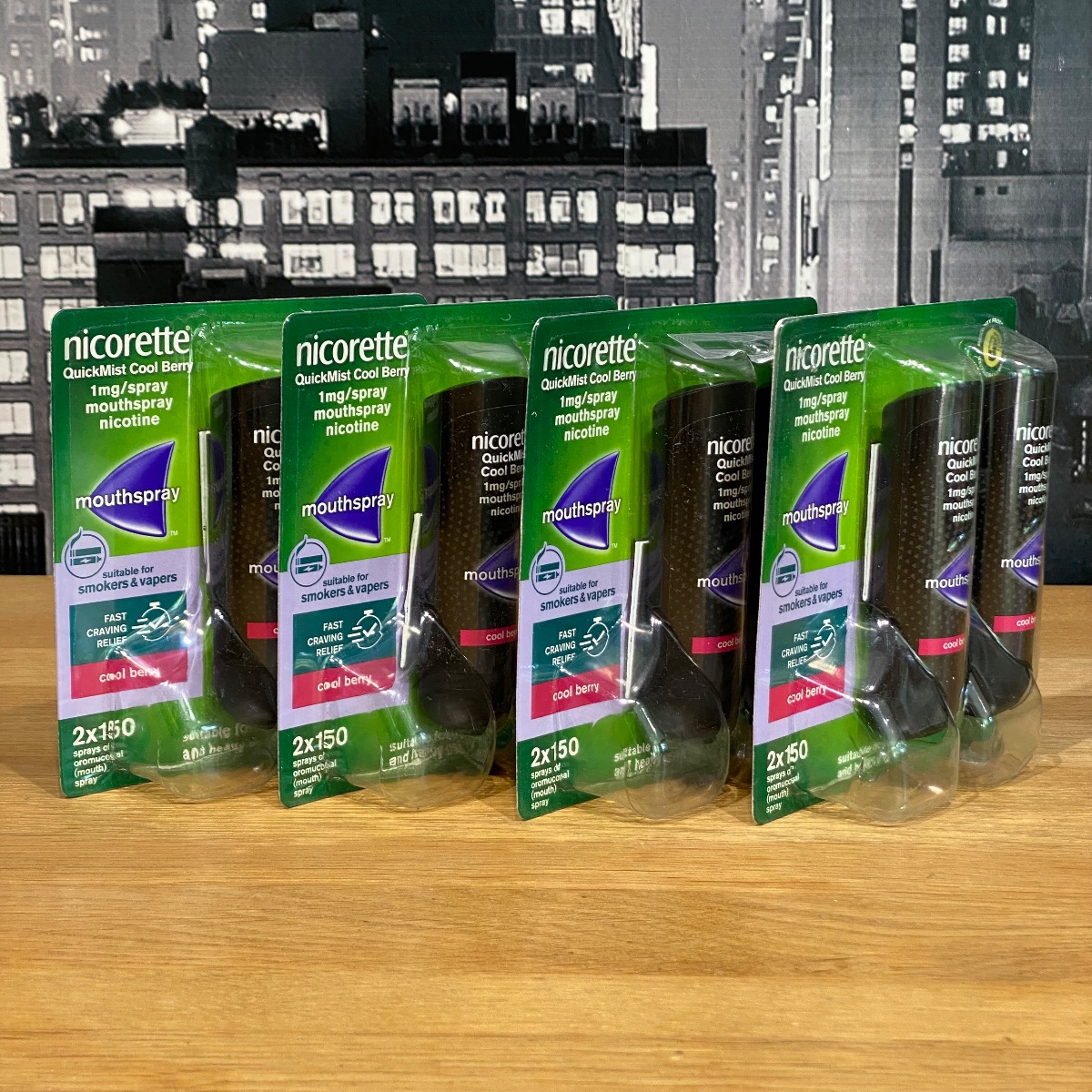 Nicorette Quickmist Cool Berry Duo Mouthspray Nicotine Sprays (8 x Bottles)