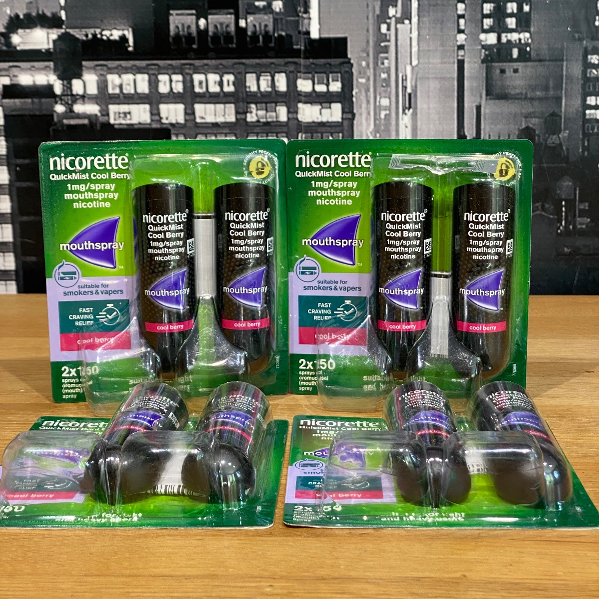 Nicorette Quickmist Cool Berry Duo Mouthspray Nicotine Sprays (8 x Bottles)