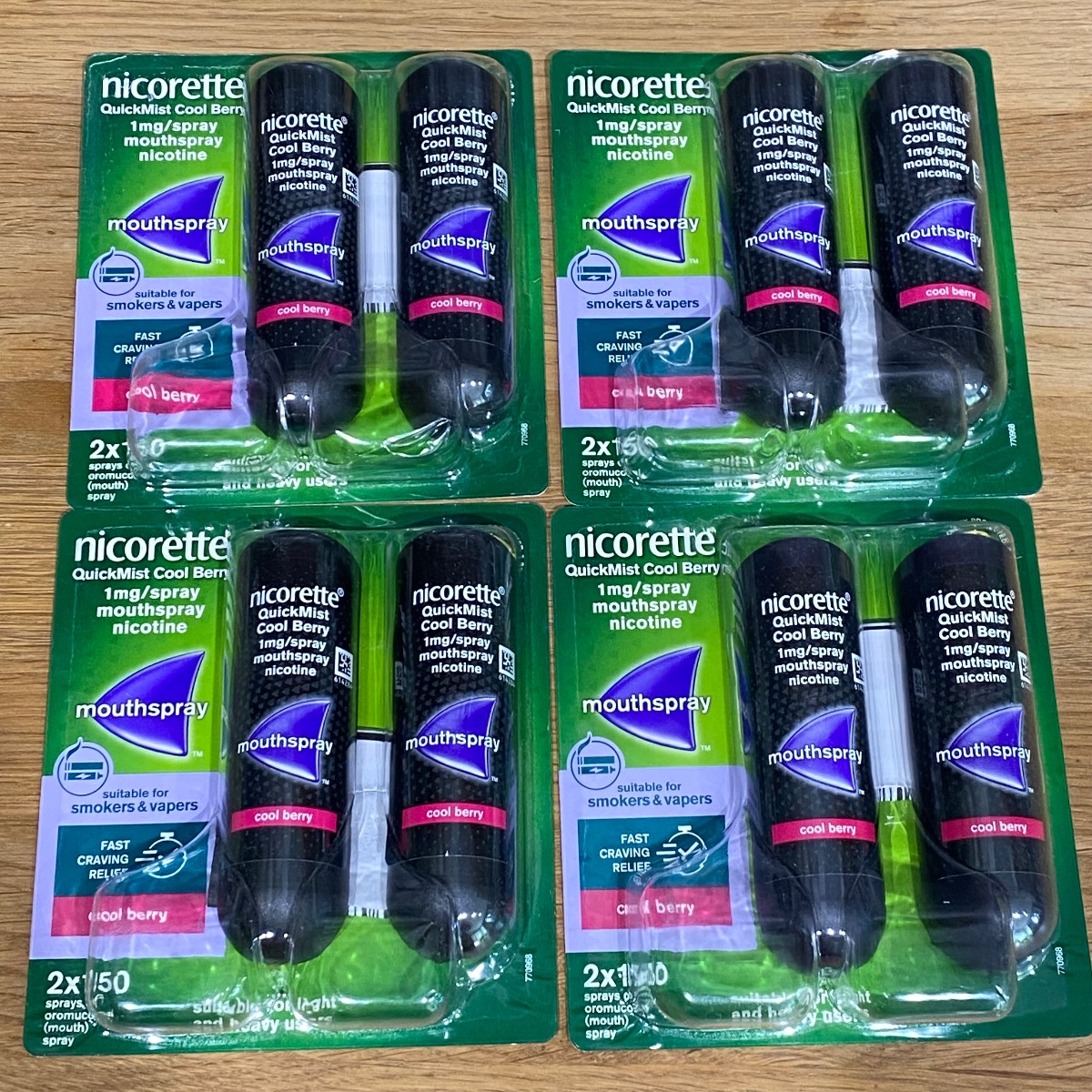 Nicorette Quickmist Cool Berry Duo Mouthspray Nicotine Sprays (8 x Bottles)