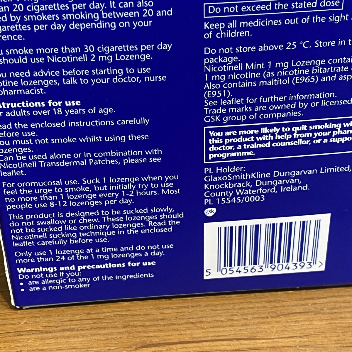 Nicotinell Mint 1mg Compressed Lozenge 204 Pieces NICOTINELL LOZENGE 5054563904393 (Brand New)