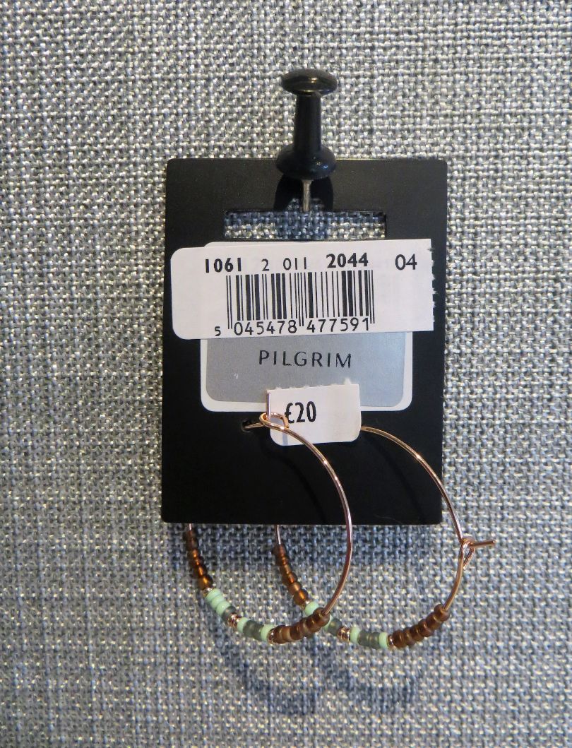 Brand New & Sealed Brand New Sealed Pilgrim Rose Gold Golden Elegant Green Stone Hoops Earrings RRP