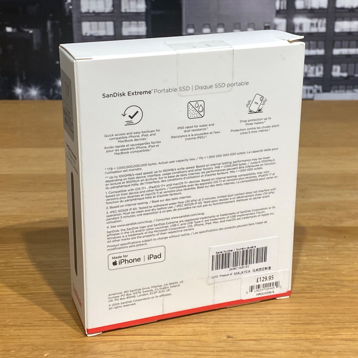 SanDisk Extreme® Portable SSD 1TB USB-C 3.2 iPhone iPad MacBook Original HRQ22ZMA 619659209452
