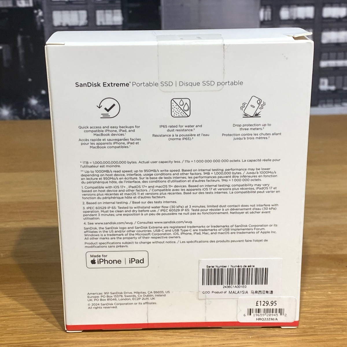 SanDisk Extreme® Portable SSD 1TB USB-C 3.2 iPhone iPad MacBook Original HRQ22ZMA 619659209452
