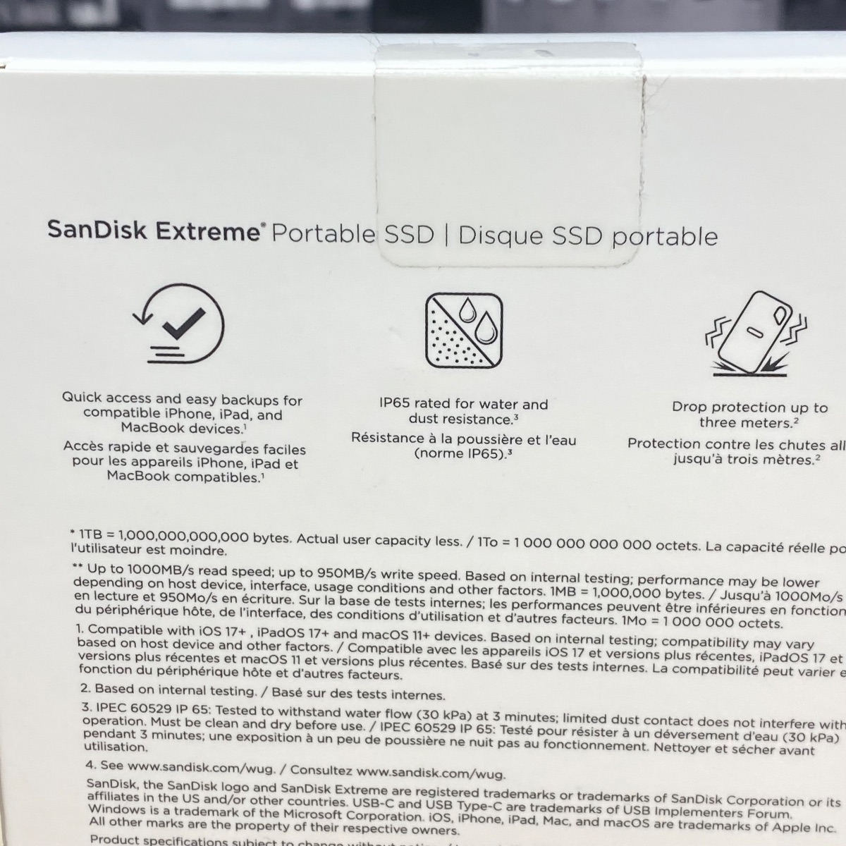 SanDisk Extreme® Portable SSD 1TB USB-C 3.2 iPhone iPad MacBook Original HRQ22ZMA 619659209452
