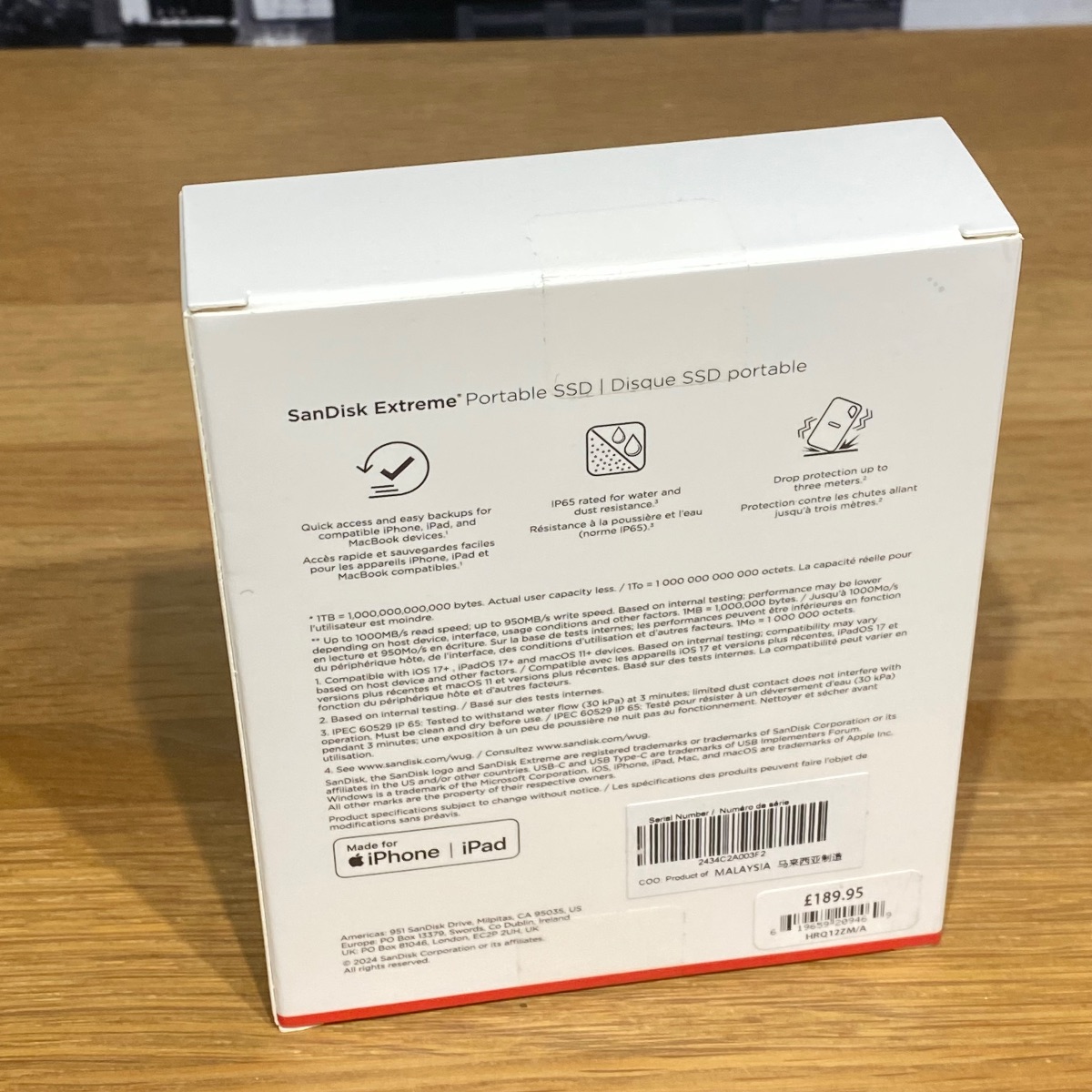 SanDisk Extreme® Portable SSD 2TB USB-C 3.2 iPhone iPad MacBook 100% Original HRQ12ZM/A 619659209469 SanDisk Extreme® Portable SSD 2TB USB-C 3.2 iPhone iPad MacBook 100% Original HRQ12ZM/A 619659209469
