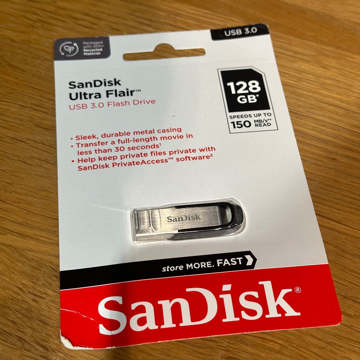 SanDisk Ultra Flair 128GB USB 3.0 Flash Drive Speed 150MB/s Read Sealed SDCZ73-128G-G46 619659136710 (Brand New)