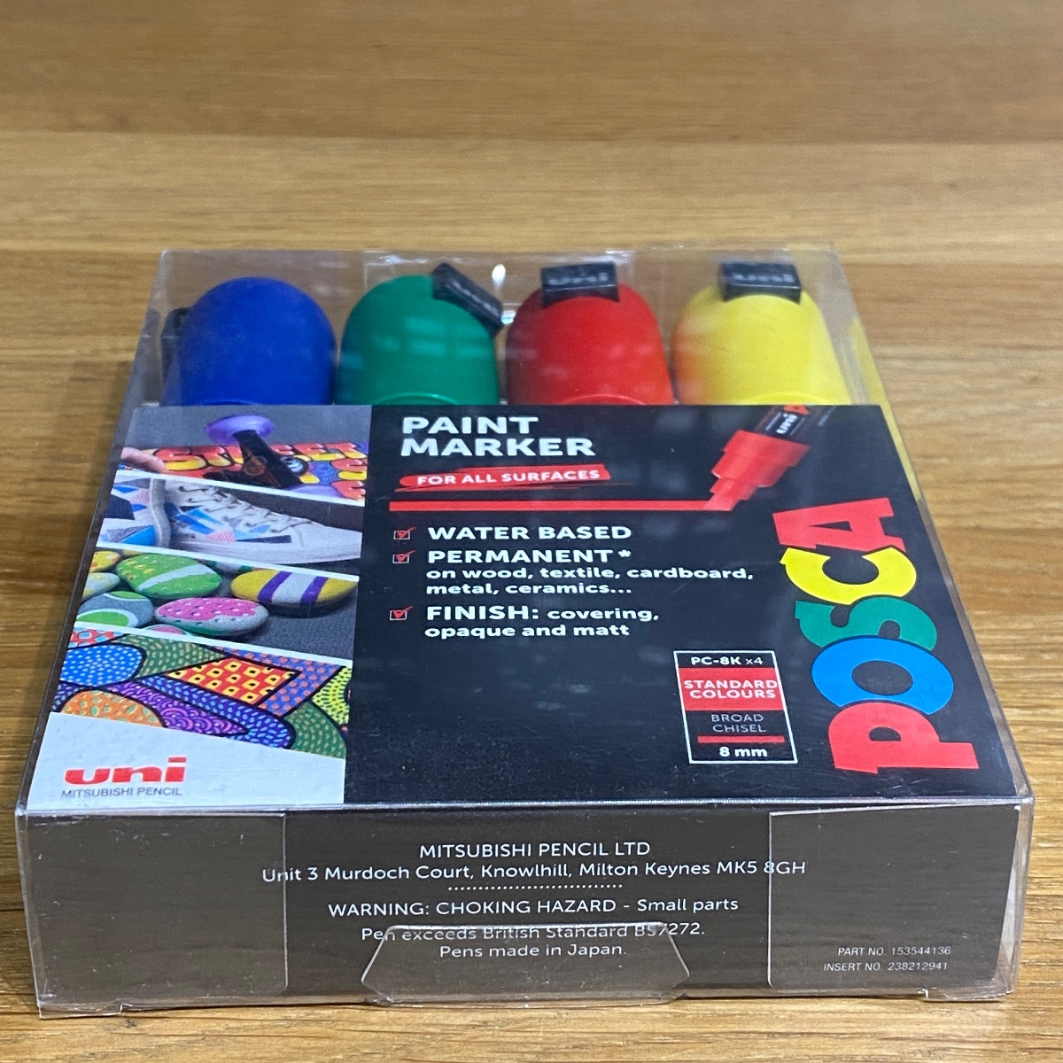 Uni Posca Paint Marker Pens 8mm Broad Chisel Standard Colours PC-8K (Set of 4) 153544136 5012788065671 (Brand New)