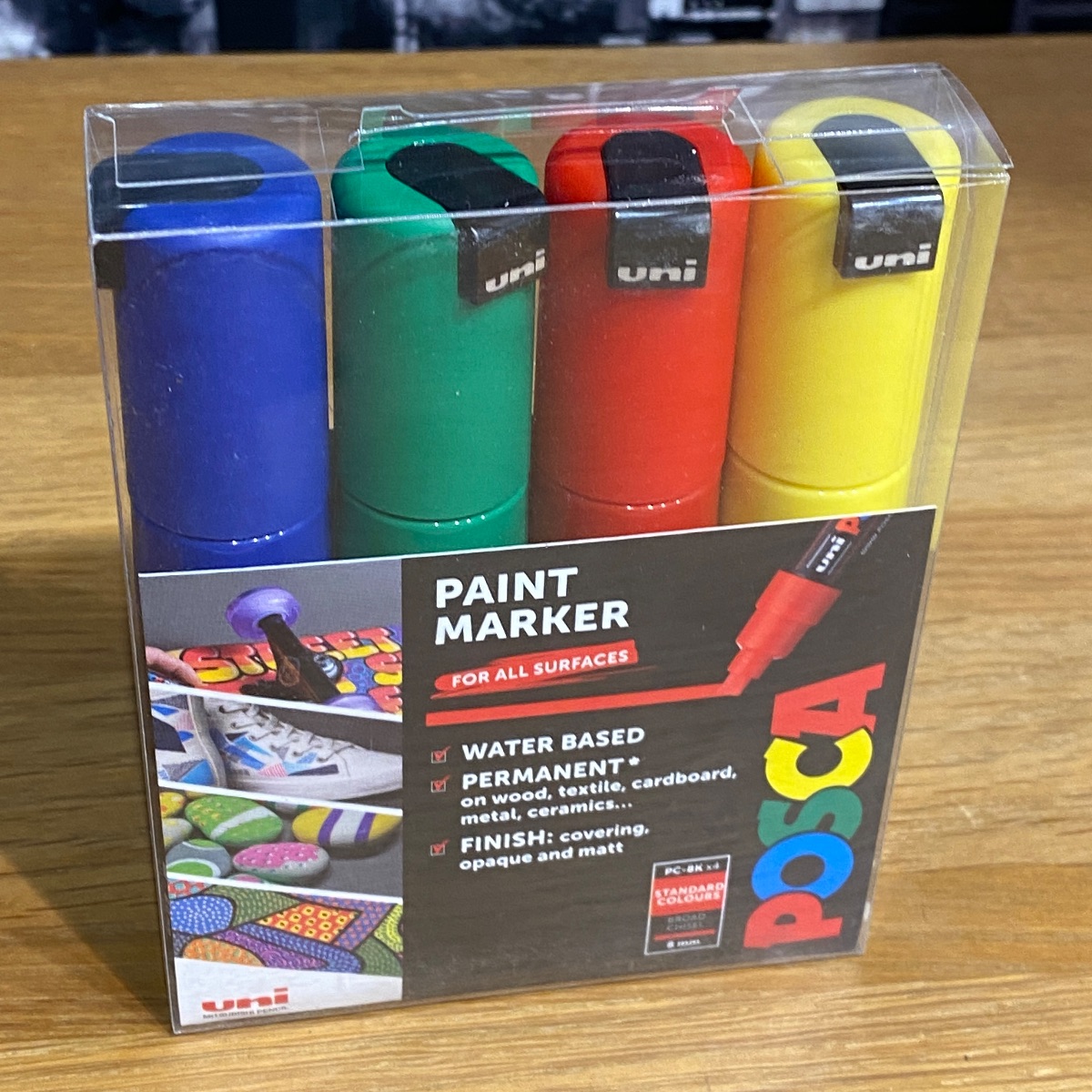 Uni Posca Paint Marker Pens 8mm Broad Chisel Standard Colours PC-8K (Set of 4) 153544136 5012788065671 (Brand New)