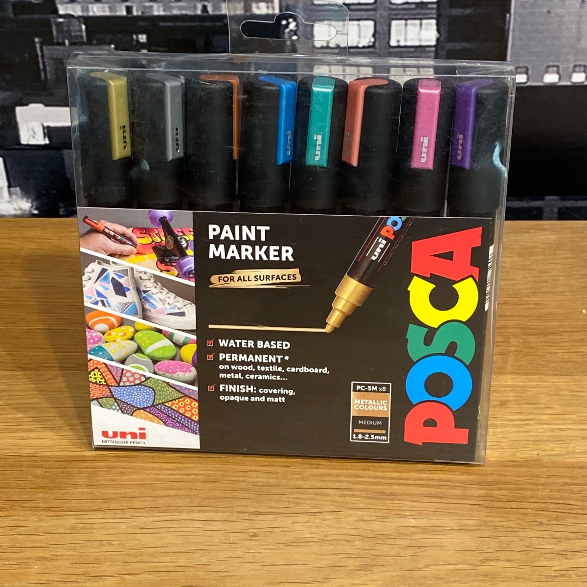 Uni Posca Paint Marker Pens Medium Bullet Tip Metallic Colours PC-5M (Set of 8) PC-5M 5012788006582 (Brand New)