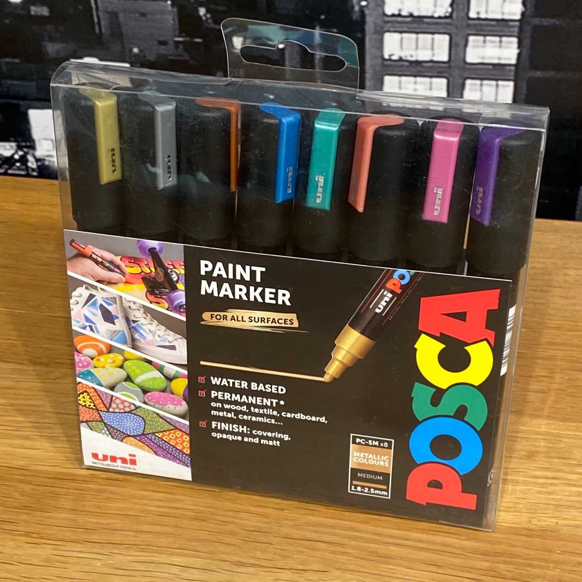 Uni Posca Paint Marker Pens Medium Bullet Tip Metallic Colours PC-5M (Set of 8) PC-5M 5012788006582 (Brand New)