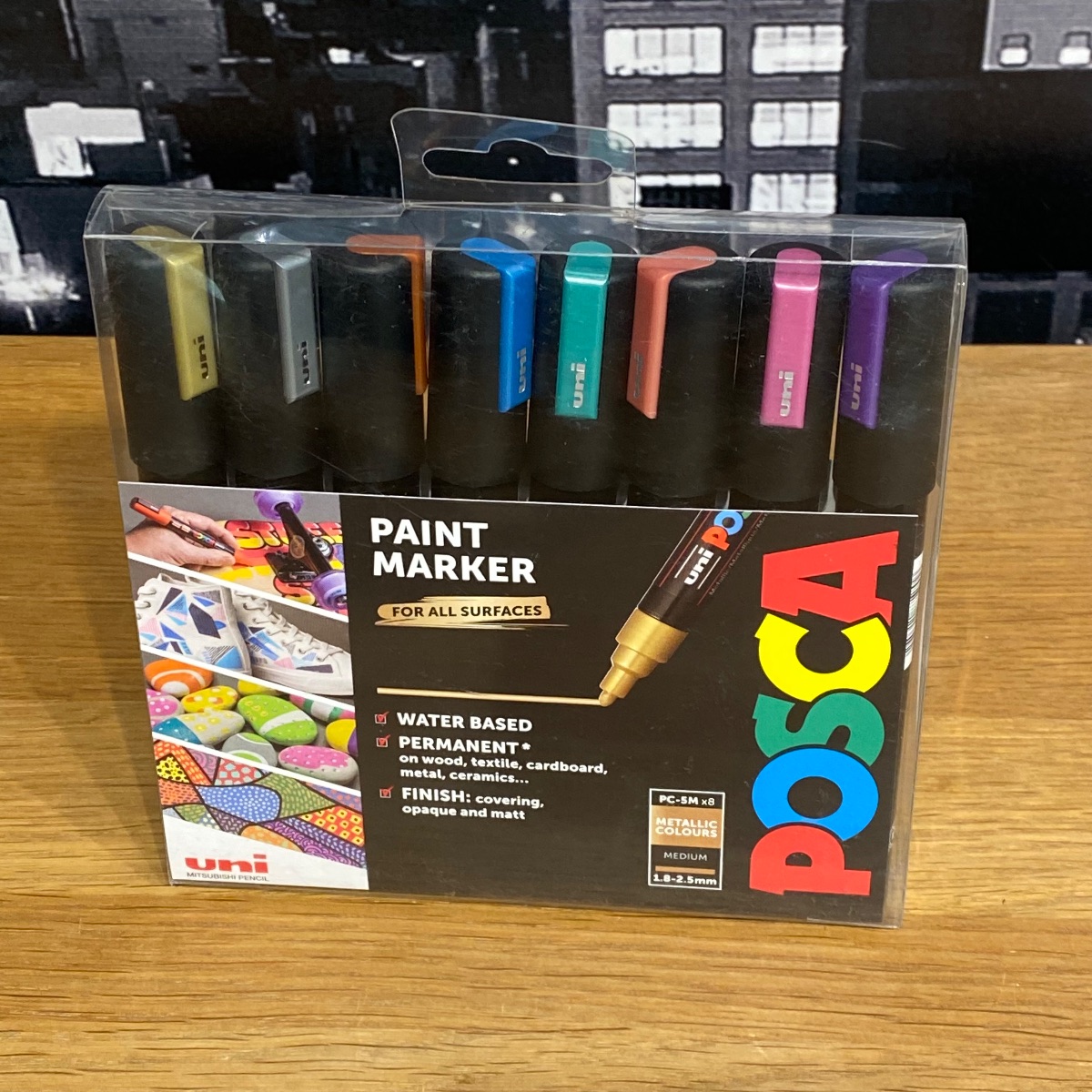 Uni Posca Paint Marker Pens Medium Bullet Tip Metallic Colours PC-5M (Set of 8) PC-5M 5012788006582 (Brand New)
