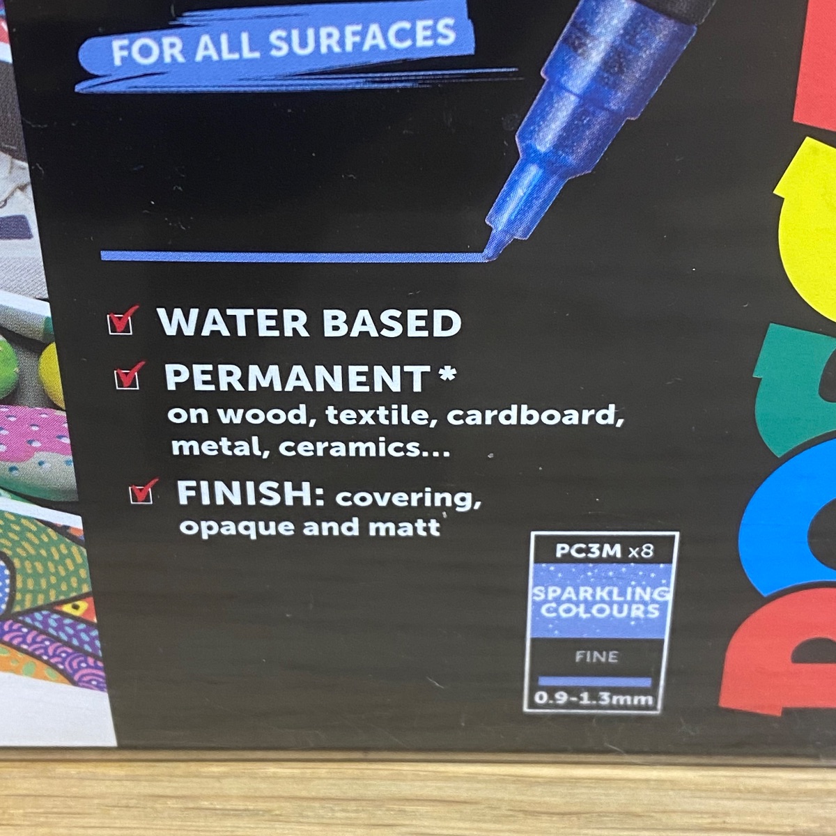 Uni Posca Paint Markers Art Fine Tip Sparkling Colours PC-3M Set of 8 F804017 5012788006643