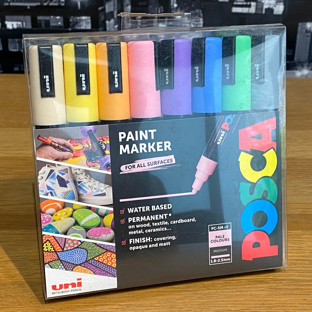Uni Posca Paint Markers Pens Art Fine Medium Tip Pastel Colours PC-5M (Set of 8) 153544854 5012788006551 (Brand New)